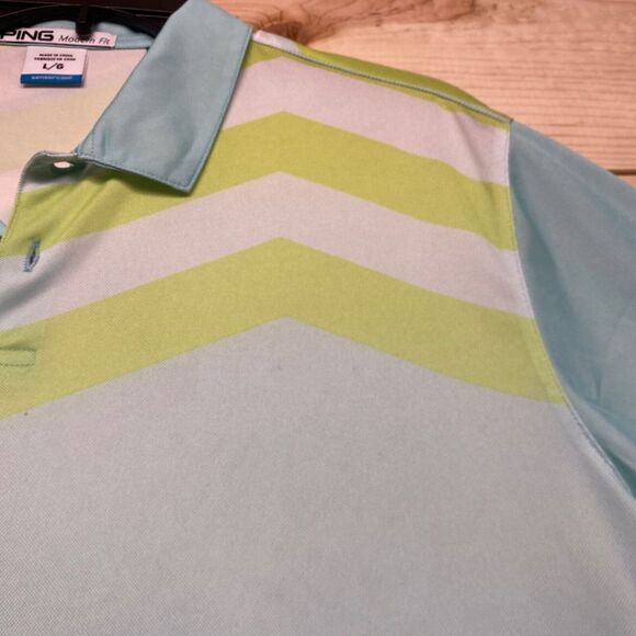 Ping Polo Shirt Large Blue Sensor Cool Performance Golf Tour Modern Fit - Picture 6 of 15